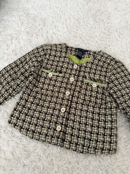 Hype Other - Hype Tweed Cropped Jacket Girls Size 7 Green Brown Button Front